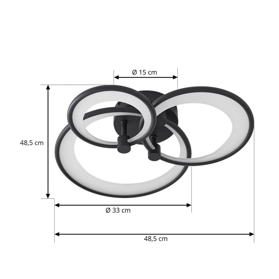 Lindby LED-loftlampe Sorma, sort, CCT, dæmpbar