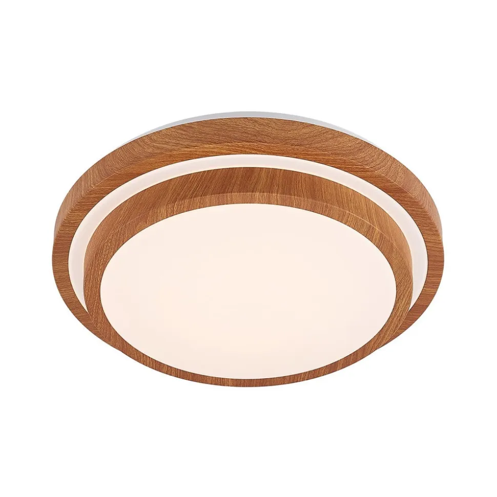 Lindby LED-loftlampe Vaako, Ø 41 cm, metal, trælook