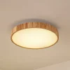 Lindby LED-loftlampe Velua, hvid/lys træ, CCT, Ø 50 cm