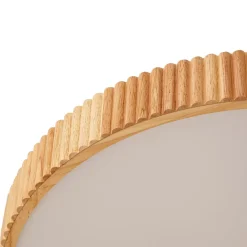 Lindby LED-loftlampe Velua, hvid/lys træ, CCT, Ø 50 cm