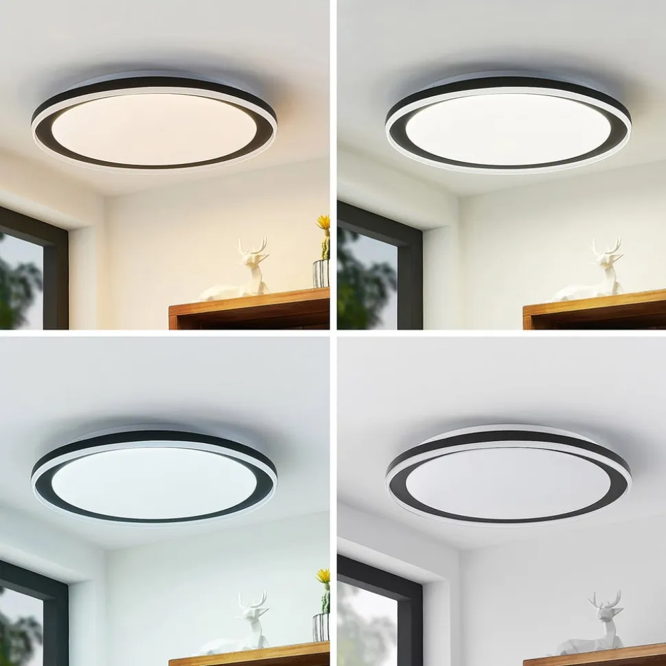 Lindby LED-loftlampe Verdan, sort, metal, dæmpbar, CCT
