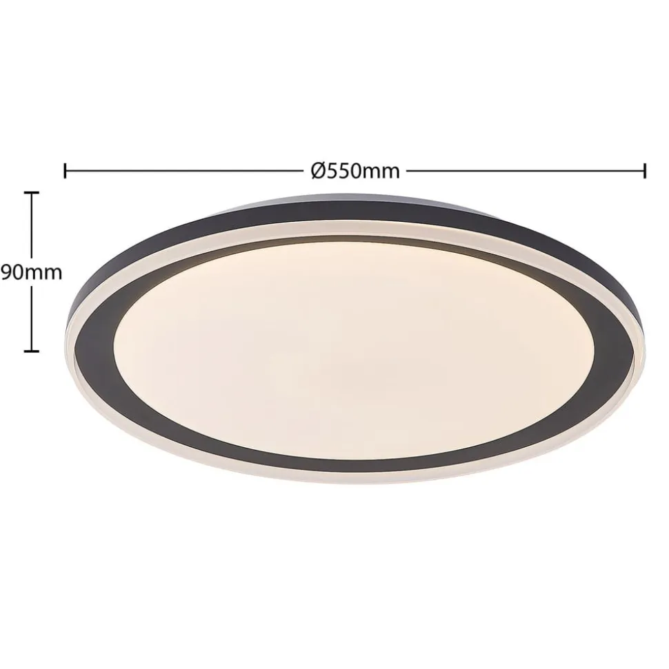 Lindby LED-loftlampe Verdan, sort, metal, dæmpbar, CCT