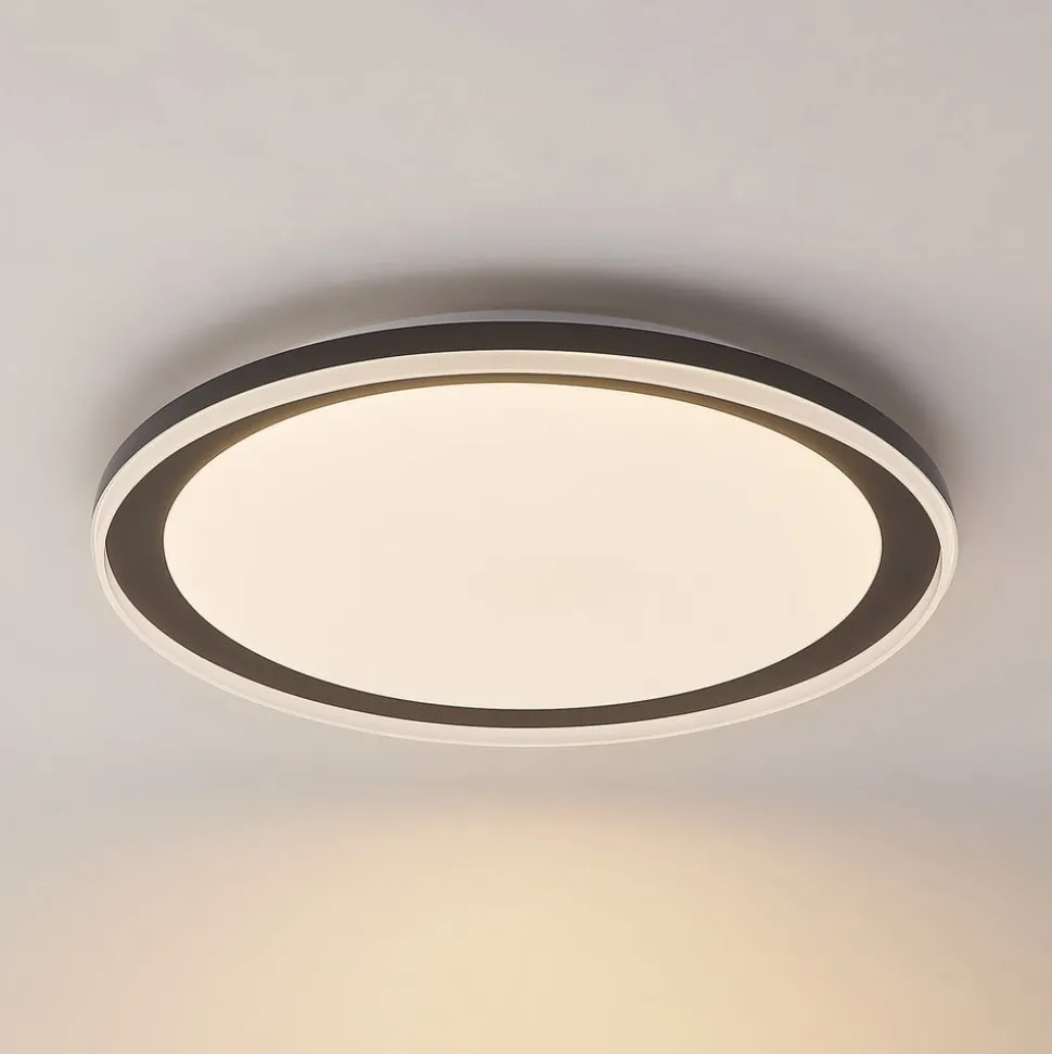 Lindby LED-loftlampe Verdan, sort, metal, dæmpbar, CCT