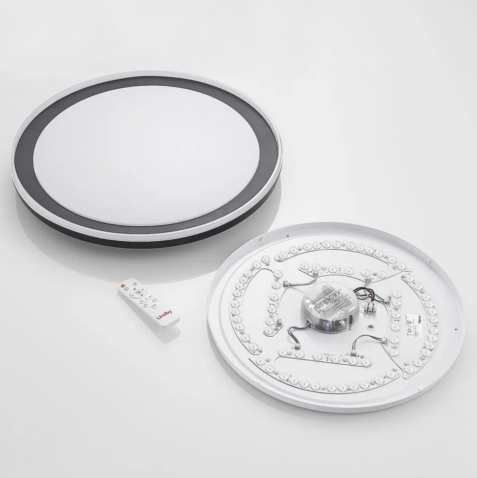 Lindby LED-loftlampe Verdan, sort, metal, dæmpbar, CCT