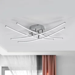 Lindby LED-loftlampe Yael, kromfarvet, metal, 67 cm lang