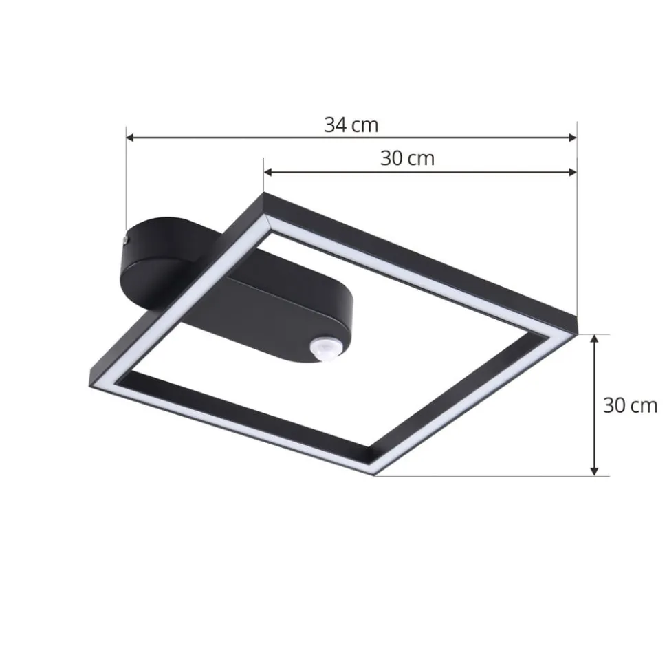 Lindby LED-loftlampe Yulla, 34 cm, sort, sensor