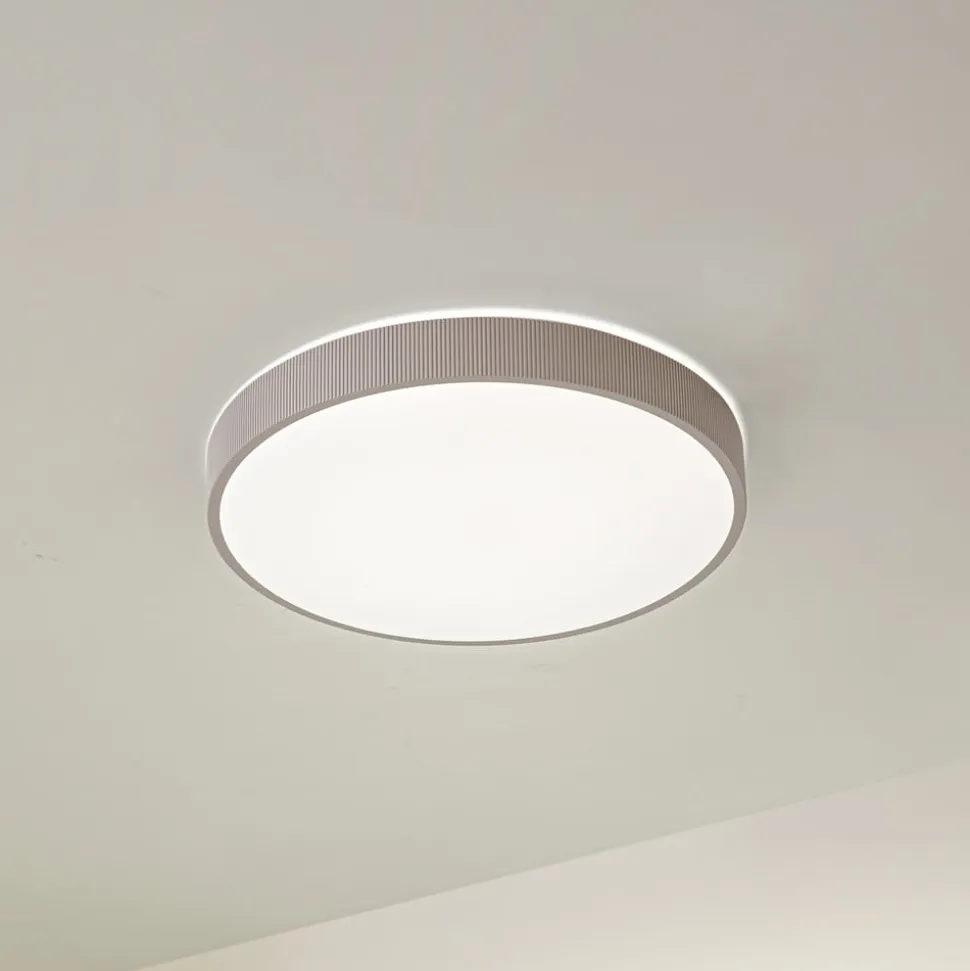 Lindby LED-loftlampe Zylo, lysegrå, Ø 49 cm, CCT, dæmpbar