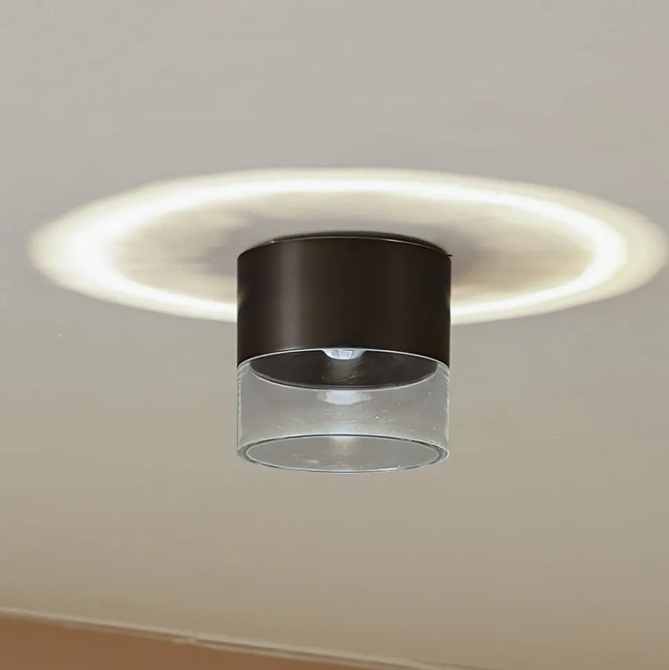 Lindby LED-loftslampe Dalila, sort, Ø 10 cm, aluminium