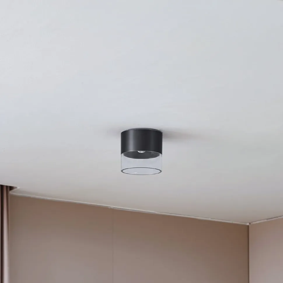Lindby LED-loftslampe Dalila, sort, Ø 10 cm, aluminium