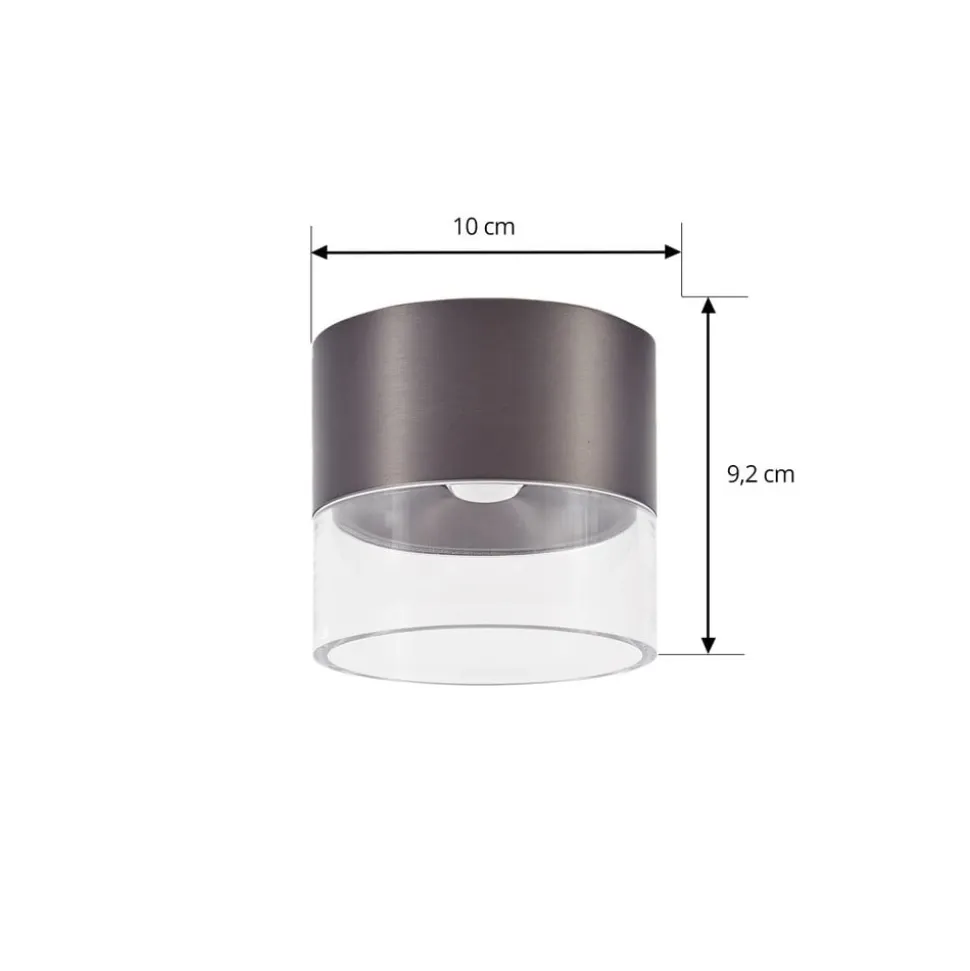 Lindby LED-loftslampe Dalila, sort, Ø 10 cm, aluminium