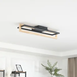 Lindby LED-loftslampe Holamu, 80 cm, træ