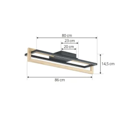 Lindby LED-loftslampe Holamu, 80 cm, træ