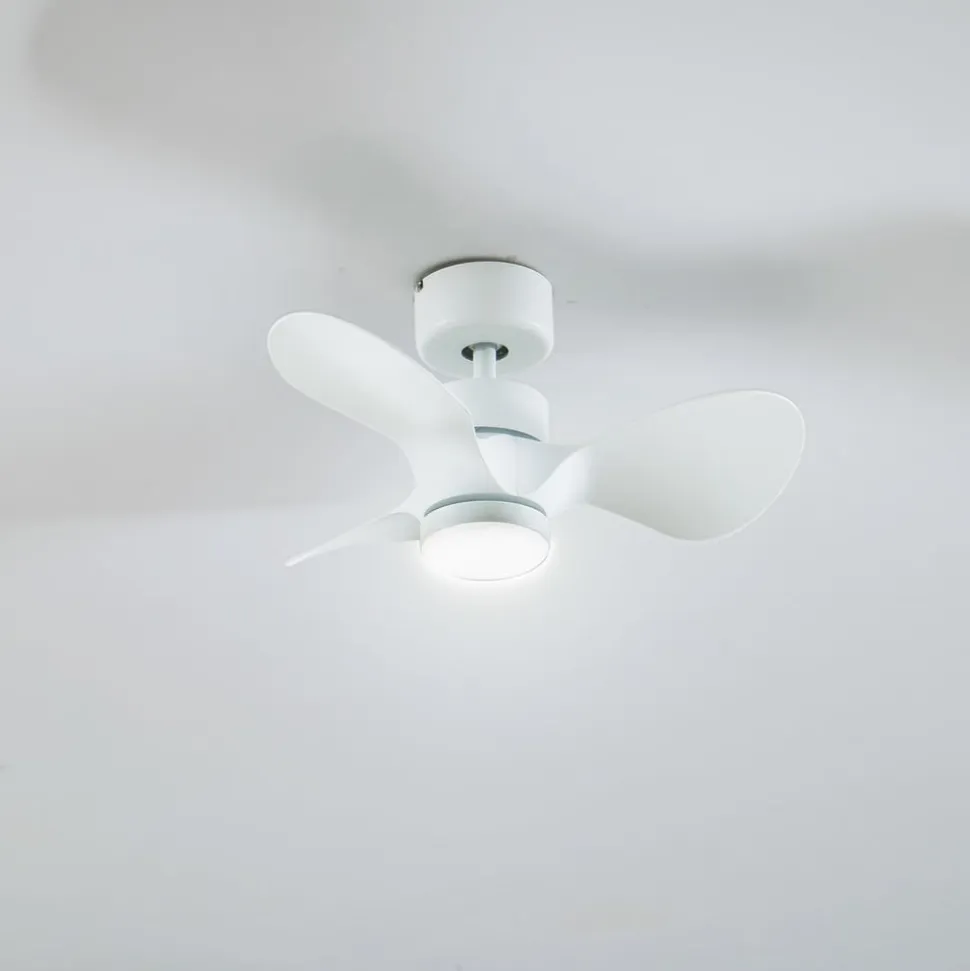 Lindby LED-loftventilator Enon, hvid, DC-motor, støjsvag