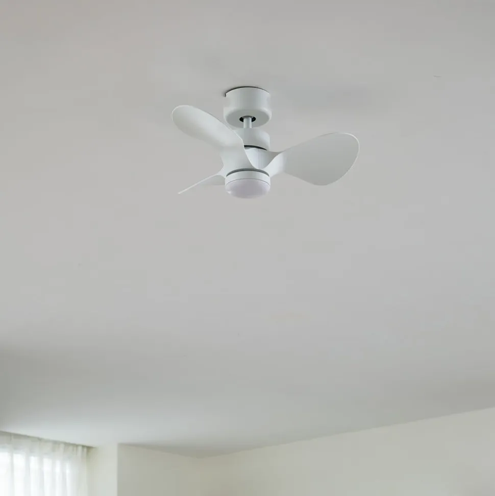 Lindby LED-loftventilator Enon, hvid, DC-motor, støjsvag