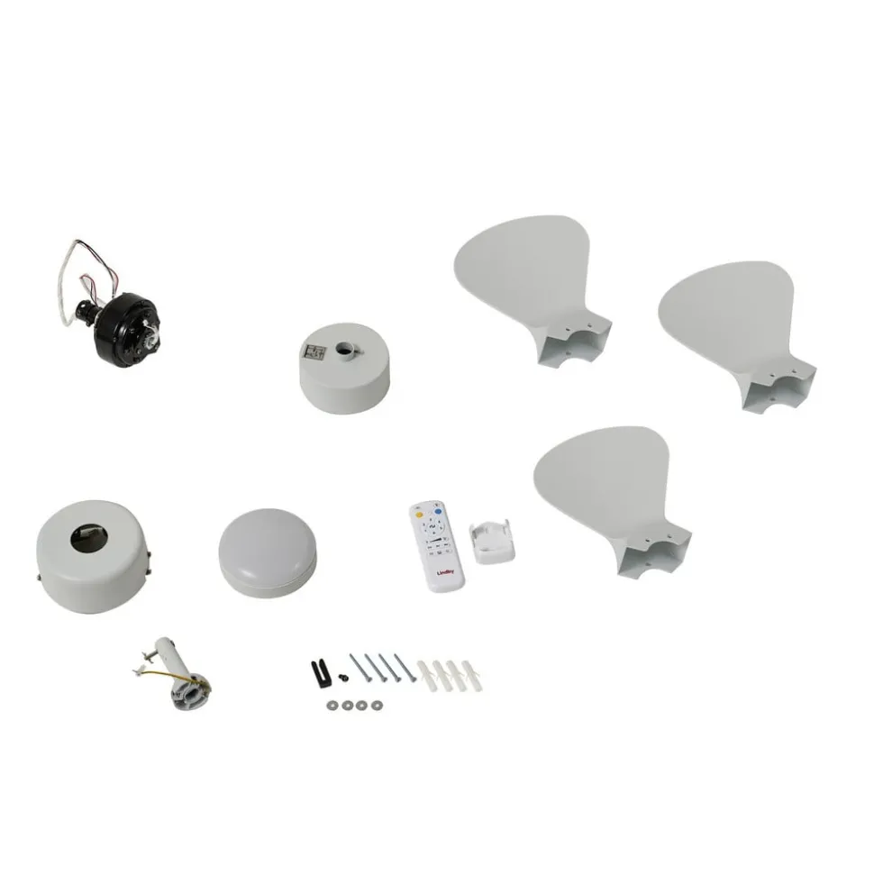 Lindby LED-loftventilator Enon, hvid, DC-motor, støjsvag