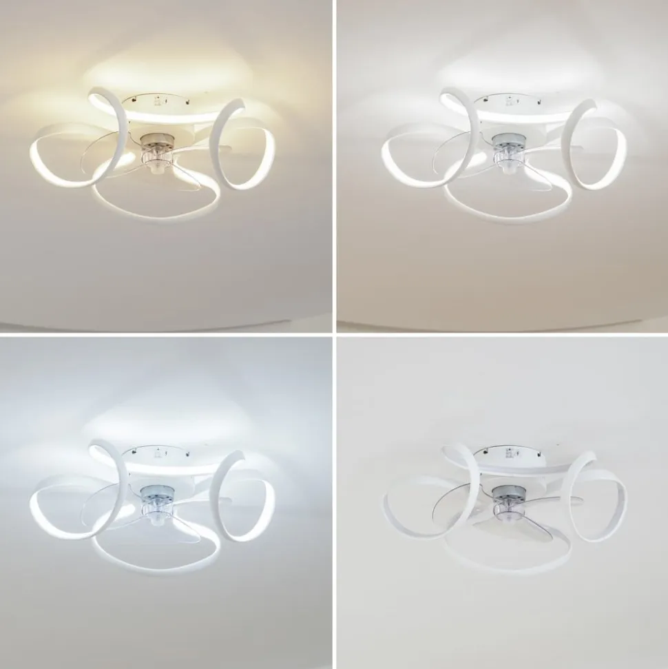 Lindby LED-loftventilator Lomata, hvid, støjsvag, Ø 23 cm