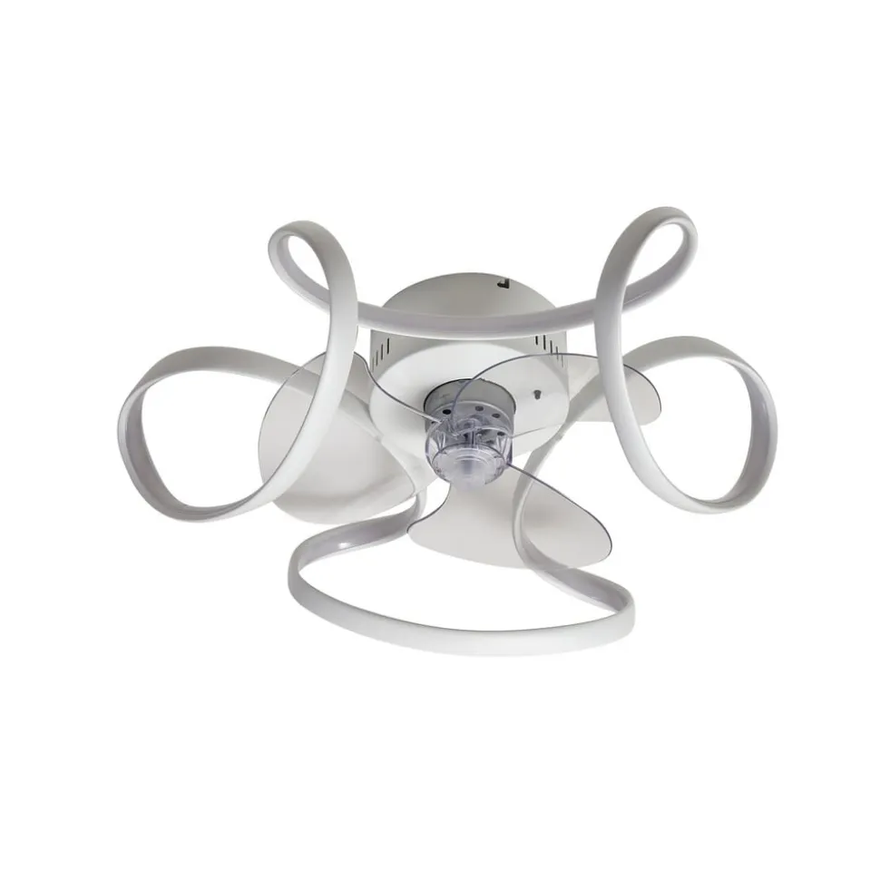 Lindby LED-loftventilator Lomata, hvid, støjsvag, Ø 23 cm