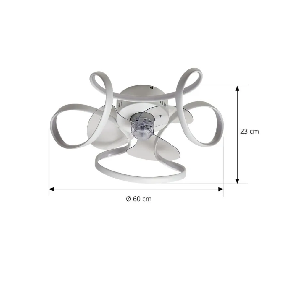 Lindby LED-loftventilator Lomata, hvid, støjsvag, Ø 23 cm