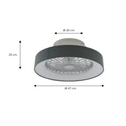 Lindby LED-loftventilator Mace, grå, støjsvag, CCT