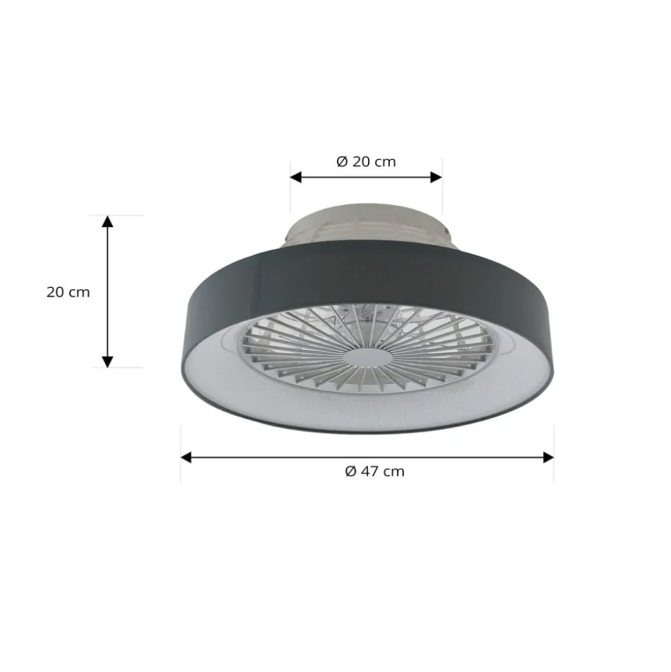 Lindby LED-loftventilator Mace, grå, støjsvag, CCT