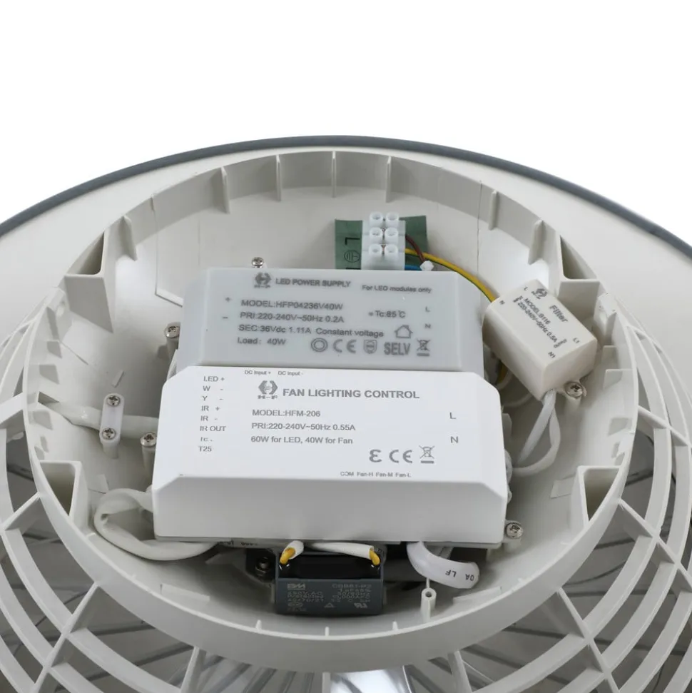 Lindby LED-loftventilator Mace, grå, støjsvag, CCT
