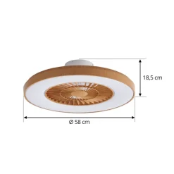 Lindby LED-loftventilator Teleo, Ø 58 cm, træfarvet, CCT
