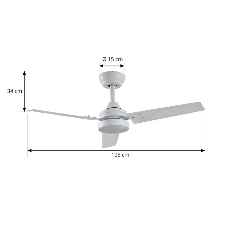 Lindby LED-loftventilator Aerallo, hvid, CCT, støjsvag
