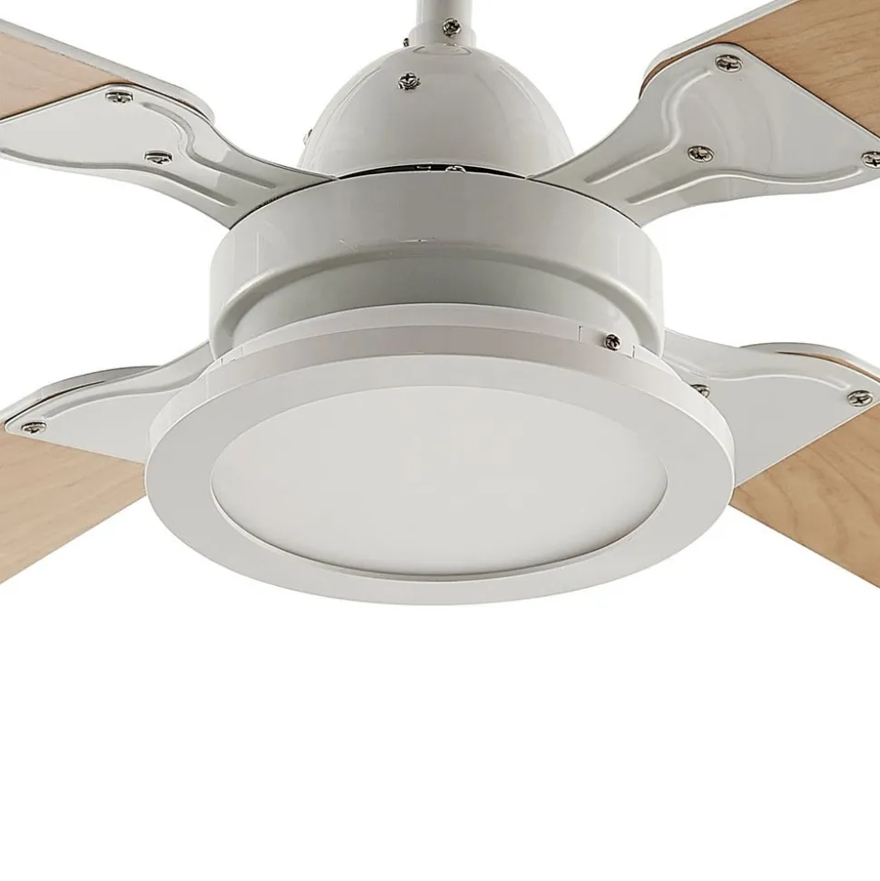 Lindby LED-loftventilator Tedric, hvid, støjsvag, Ø 133 cm