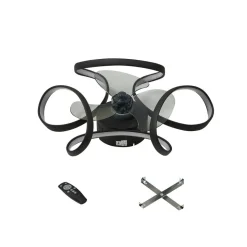 Lindby LED-loftventilator Lomata, sort, støjsvag, Ø 23 cm