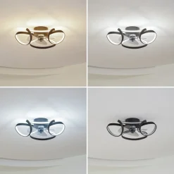 Lindby LED-loftventilator Lomata, sort, støjsvag, Ø 23 cm