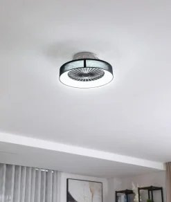 Lindby LED-loftventilator Mace, sort, støjsvag, Ø 47 cm