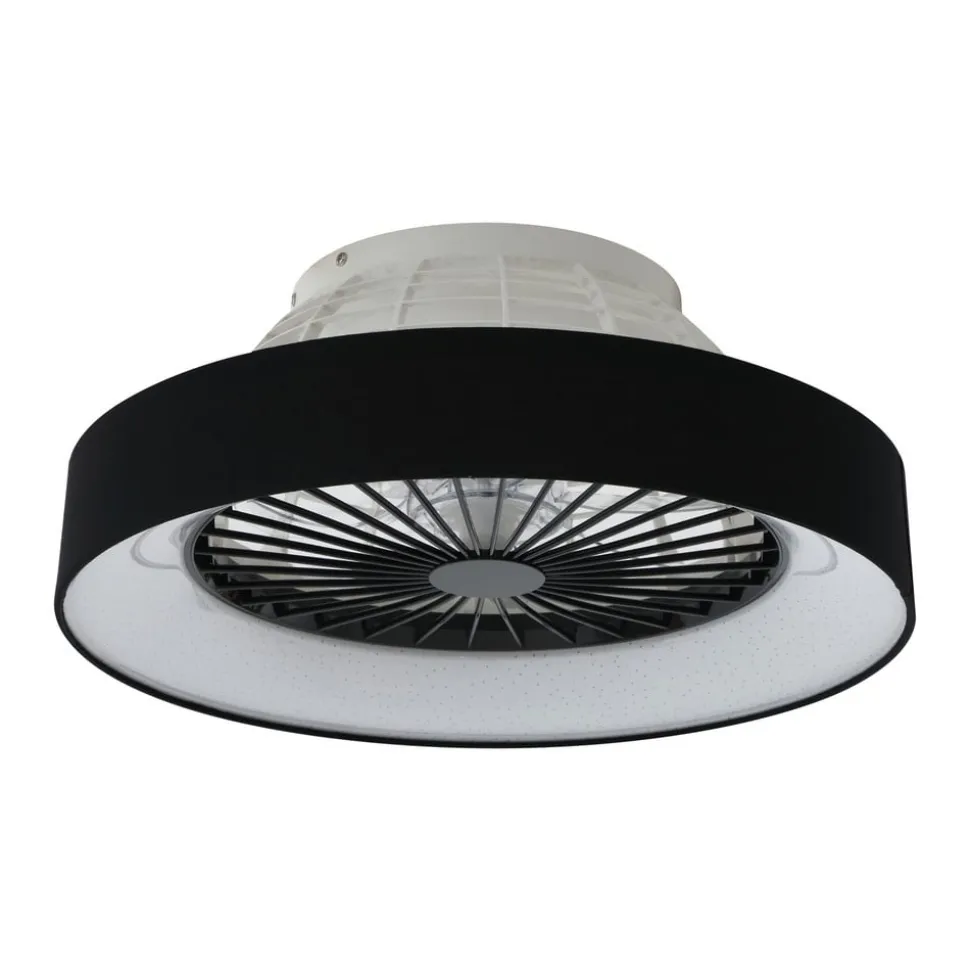 Lindby LED-loftventilator Mace, sort, støjsvag, Ø 47 cm