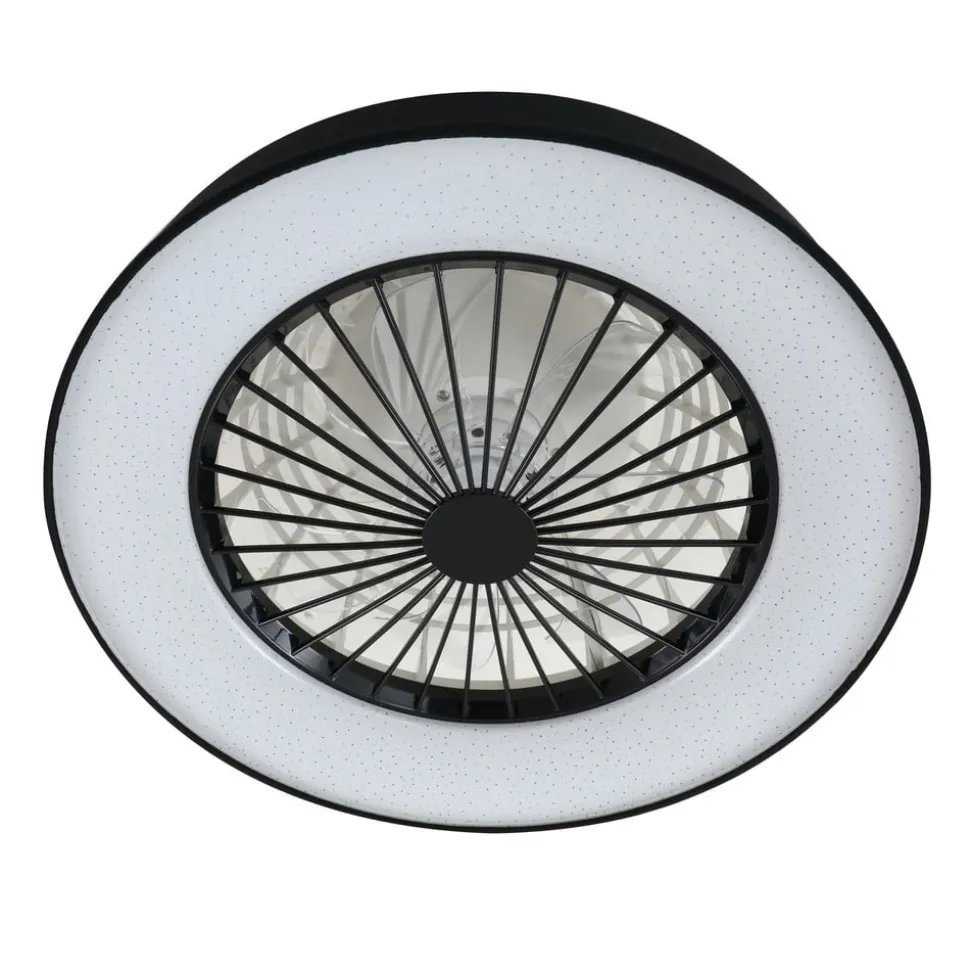 Lindby LED-loftventilator Mace, sort, støjsvag, Ø 47 cm