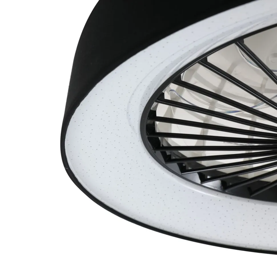Lindby LED-loftventilator Mace, sort, støjsvag, Ø 47 cm