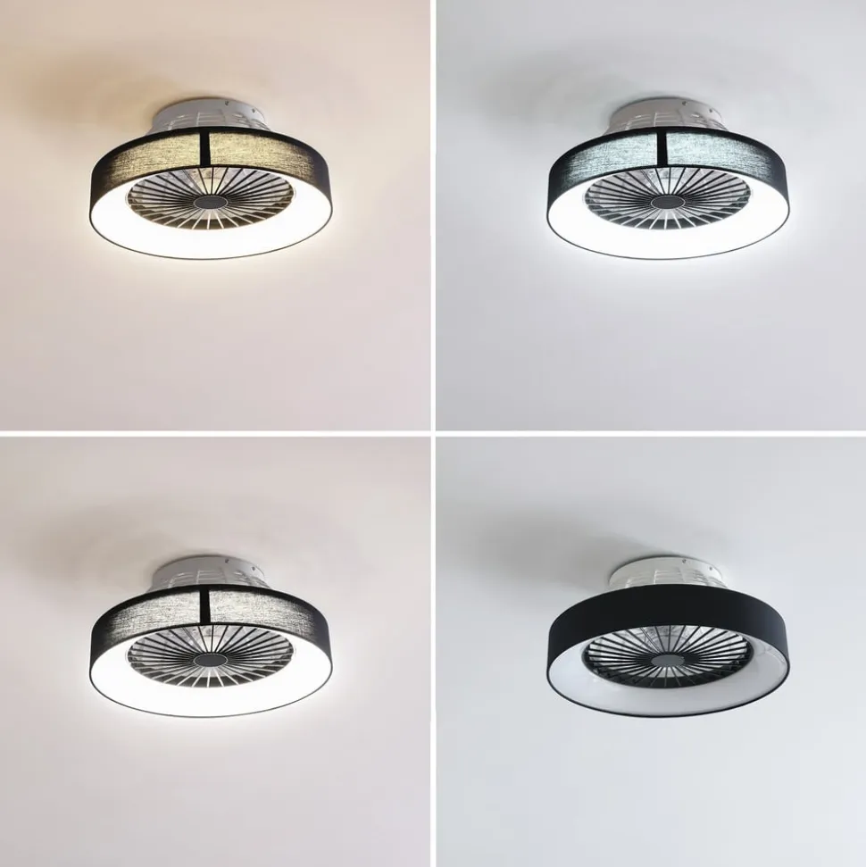 Lindby LED-loftventilator Mace, sort, støjsvag, Ø 47 cm
