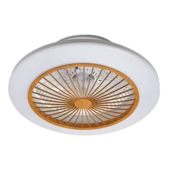 Lindby LED-loftventilator Mamuti, træfarvet, støjsvag, 55 cm