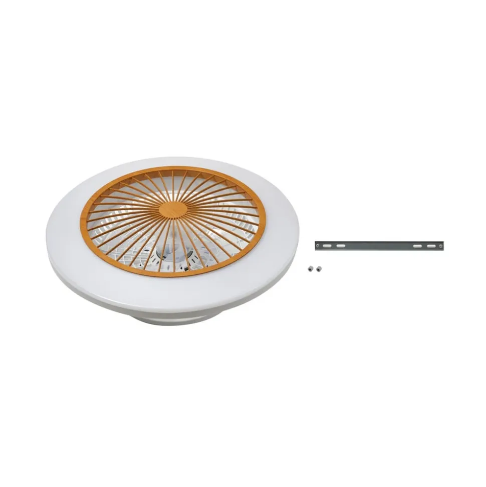 Lindby LED-loftventilator Mamuti, træfarvet, støjsvag, 55 cm