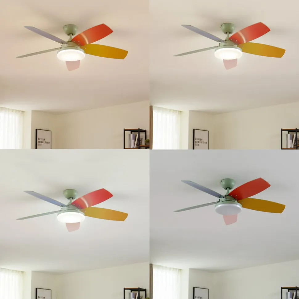 Lindby LED-loftventilator Jonte, træ, DC, støjsvag, Ø 106 cm