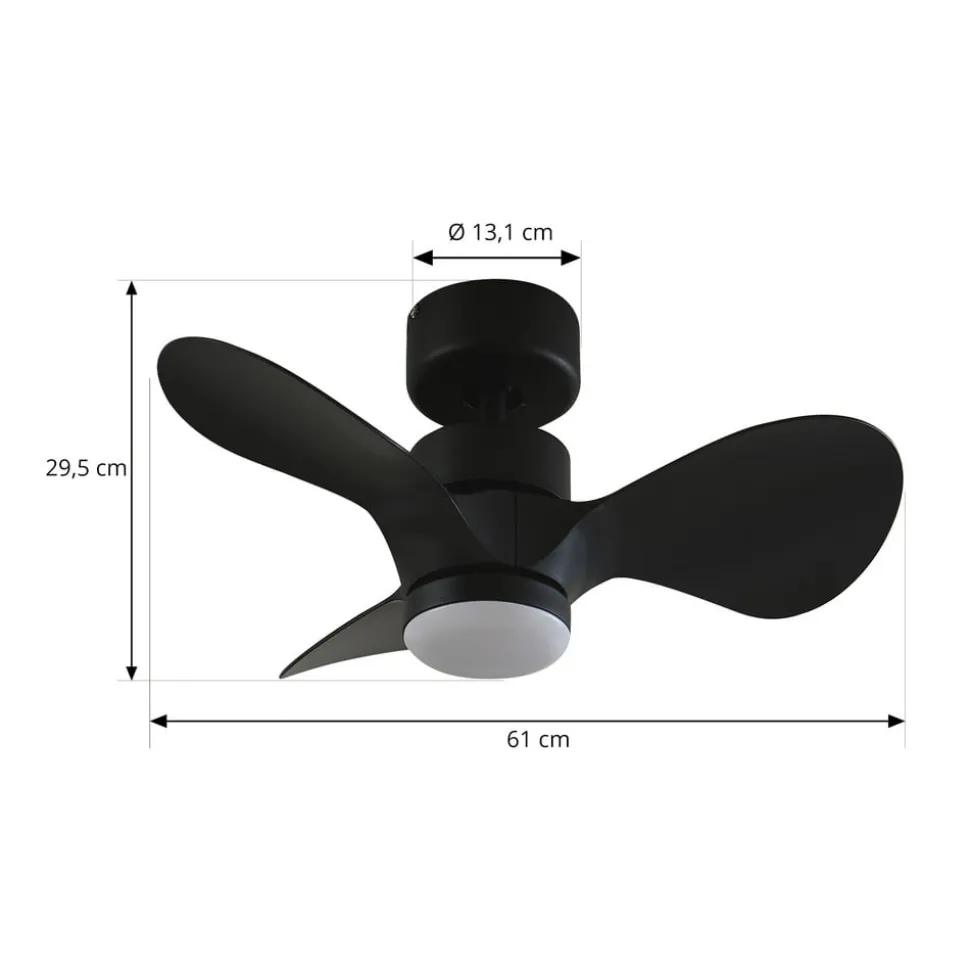 Lindby LED-loftventilator Enon, sort, DC-motor, støjsvag