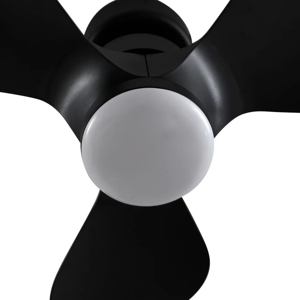 Lindby LED-loftventilator Enon, sort, DC-motor, støjsvag