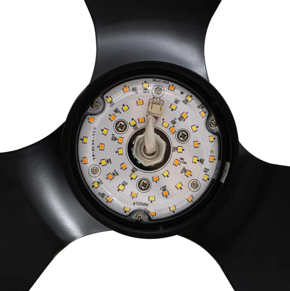 Lindby LED-loftventilator Enon, sort, DC-motor, støjsvag
