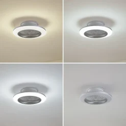 Lindby LED-loftventilator Mamuti, sølv, støjsvag, Ø 55 cm