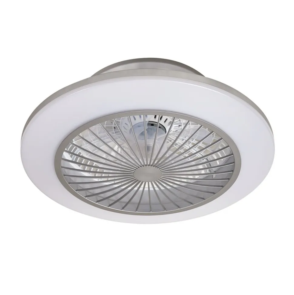 Lindby LED-loftventilator Mamuti, sølv, støjsvag, Ø 55 cm