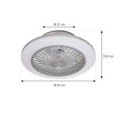 Lindby LED-loftventilator Mamuti, sølv, støjsvag, Ø 55 cm