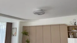 Lindby LED-loftventilator Mamuti, sølv, støjsvag, Ø 55 cm
