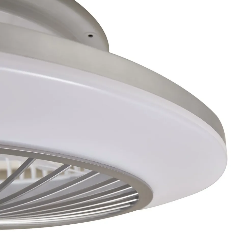 Lindby LED-loftventilator Mamuti, sølv, støjsvag, Ø 55 cm