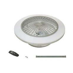 Lindby LED-loftventilator Mamuti, sølv, støjsvag, Ø 55 cm