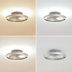 Lindby LED-loftventilator Momitu, sølv, lydsvag, Ø 50 cm