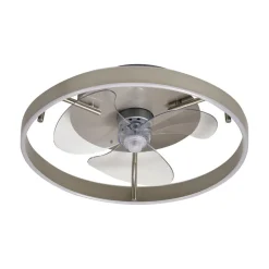 Lindby LED-loftventilator Momitu, sølv, lydsvag, Ø 50 cm
