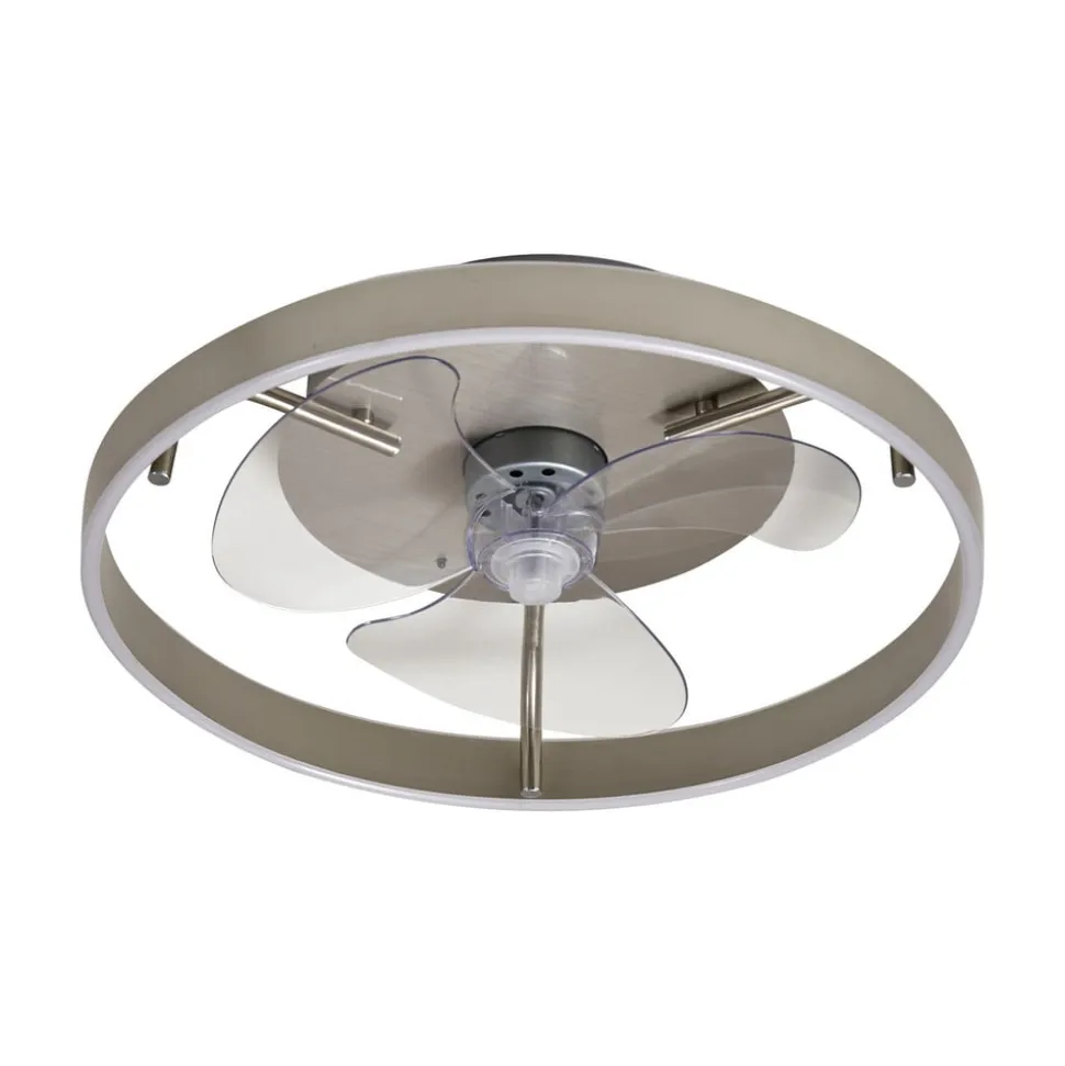 Lindby LED-loftventilator Momitu, sølv, lydsvag, Ø 50 cm